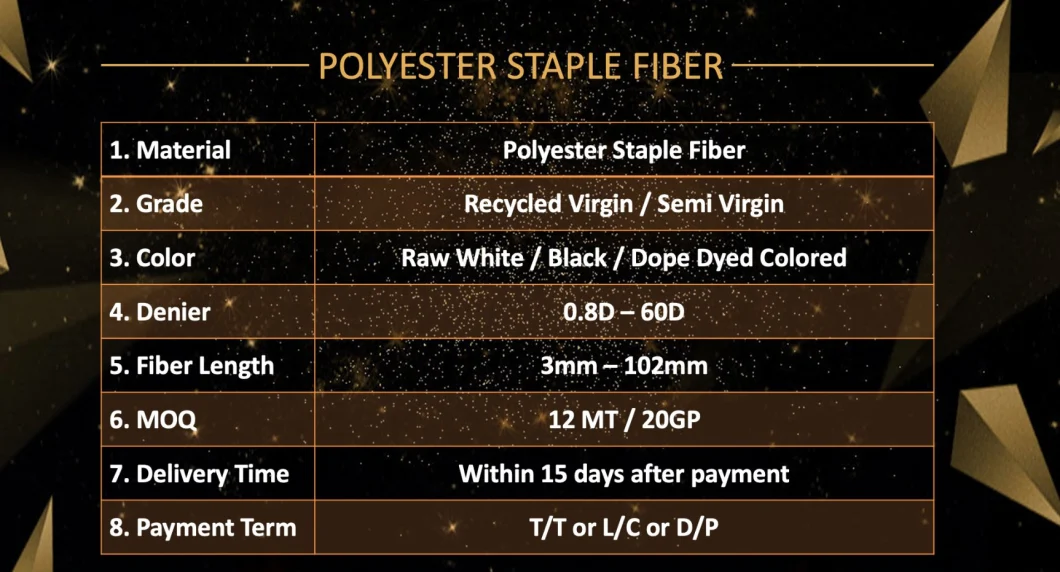 Es Fiber 1.5D 38mm, 2D 38mm Polyester Staple Fiber